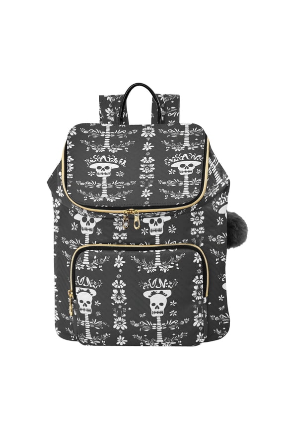 Mexican Skull Flowers Travel Backpack Laptop Bag Large Capacity Daypack