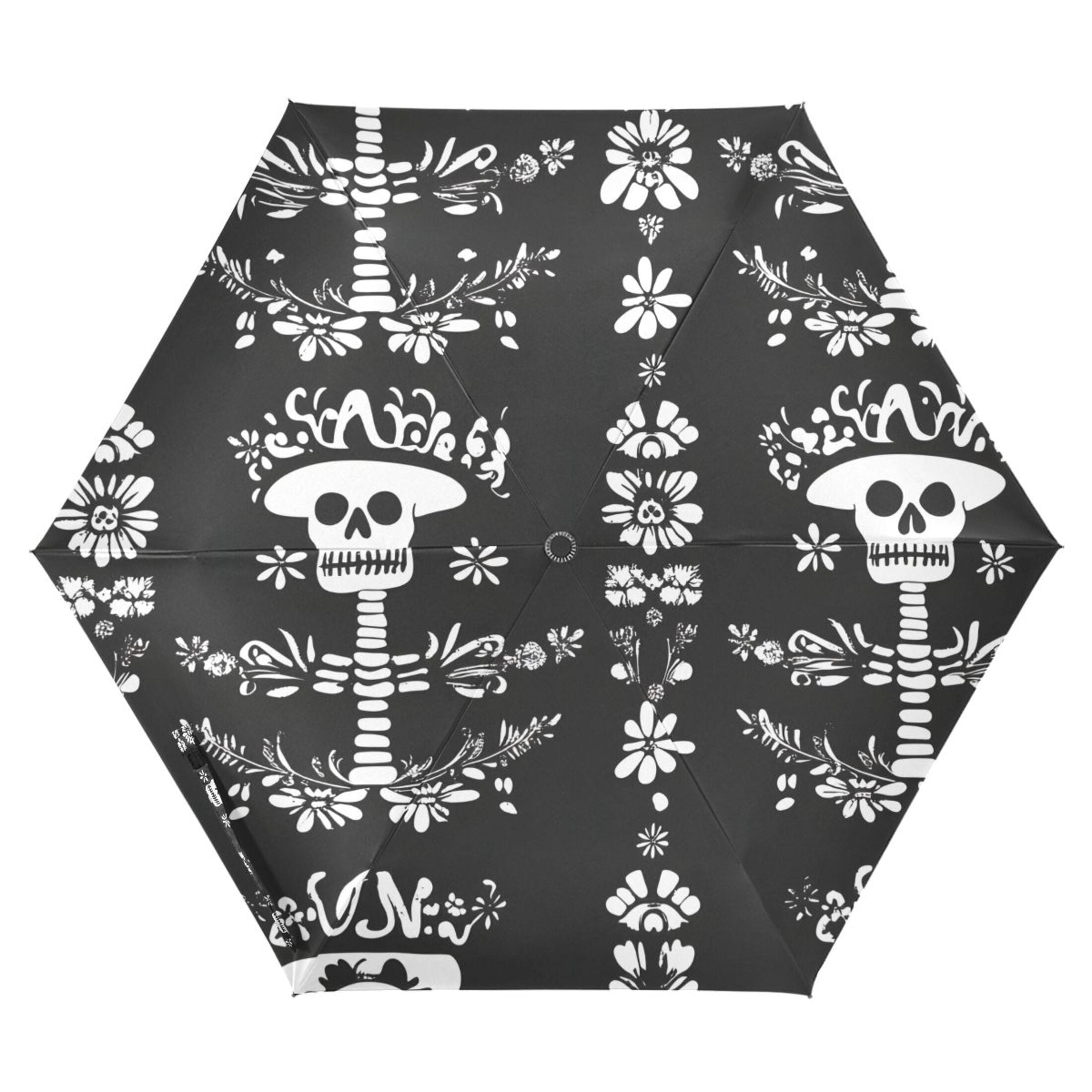 ALAZA Mexican Skull Flowers UPF 50+ Compact Folding Umbrella for Rain Travel Umbrella Packable