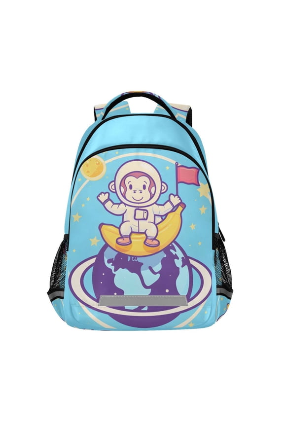Monkey Astronaut Backpack Elementary School Bag Bookbag Travel Rucksack