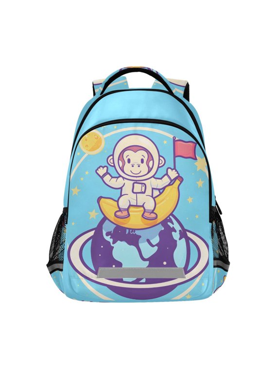 Monkey Astronaut Backpack Elementary School Bag Bookbag Travel Rucksack