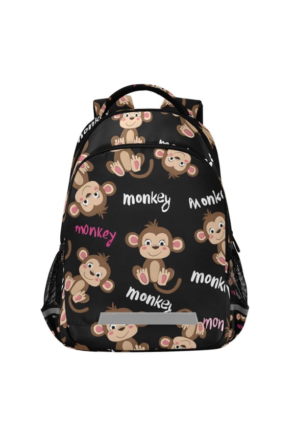 Monkey Cute Pattern Backpack Elementary School Bags Student Bookbag Travel Rucksack