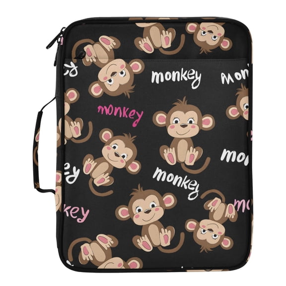 ALAZA Monkey Cute Pattern Expanding Accordion File Folder 3 Ring Zipper Binder Organizer Portable Document Bag