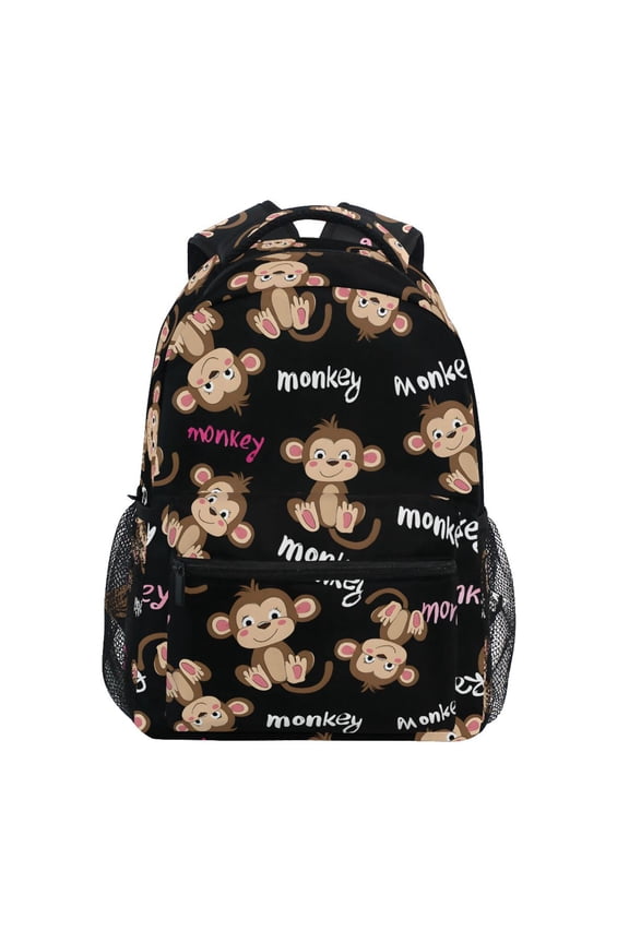 Monkey Cute Pattern School Backpack Elementary Bookbag Laptop Bags Travel Daypack