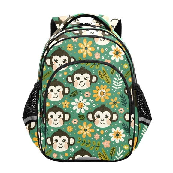 ALAZA Monkey Sunflowers on Green School Backpack Elementary Bag Bookbag Travel Rucksack