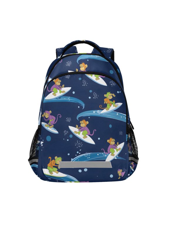 Monkey Surfing Backpack Elementary School Bag Bookbag Travel Rucksack