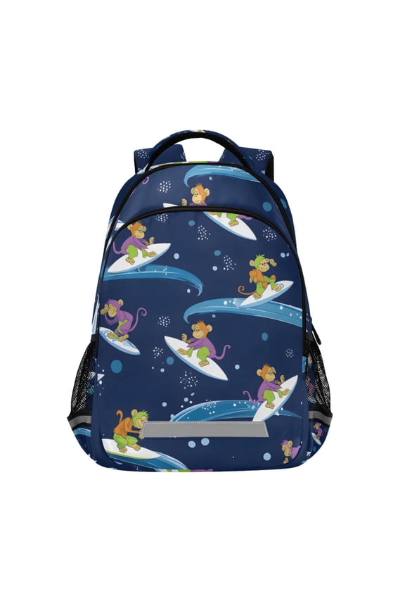 Monkey Surfing Backpack Elementary School Bag Bookbag Travel Rucksack