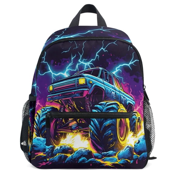 ALAZA Monster Truck Lightning Pattern School Backpack Student Bookbag Mini Bag
