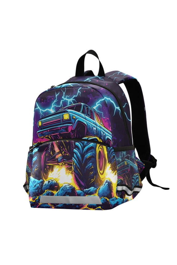 Monster Truck Lightning School Backpack Elementary Student Bookbag