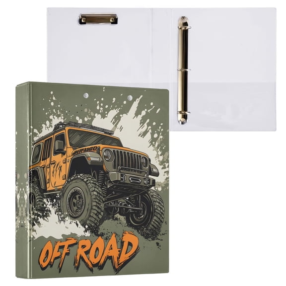 ALAZA Monster Truck Off Road Hardcover 3 Ring Binder 1.5" D-Rings with Interior Pockets Binders School 1 PC