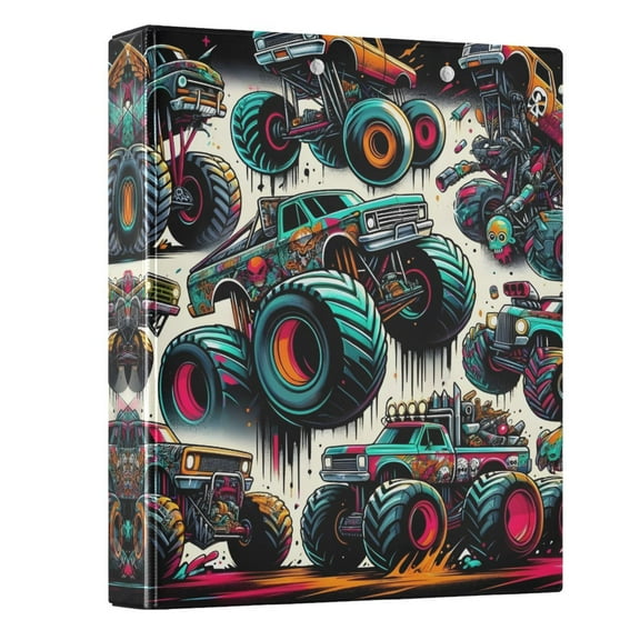 ALAZA Monster Trucks Graffiti 3 Ring Binder 1.5 Inch Three Ring Office Binders w/ clipboard & 3 pockets, Hold 200 Sheets, 1 pc