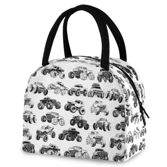 ALAZA Monster Trucks Insulated Lunch Box Reusable Cooler Tote Bag Work Office Picnic