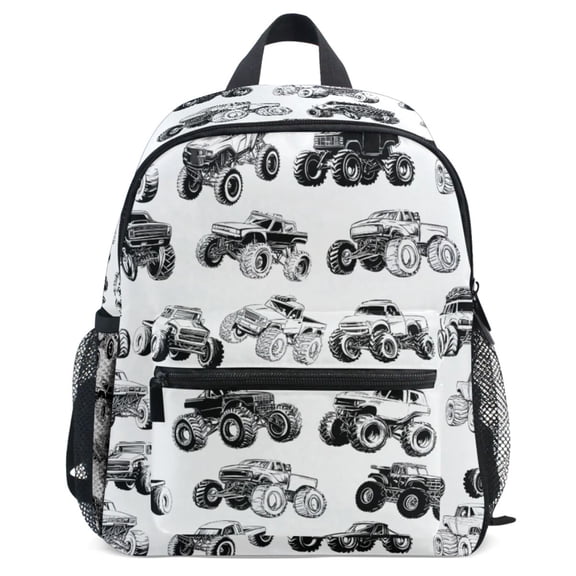 ALAZA Monster Trucks Pattern School Backpack Student Bookbag Mini Bag