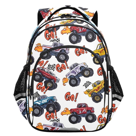 ALAZA Monster Trucks School Backpack Elementary Bag Student Bookbag Travel Rucksack