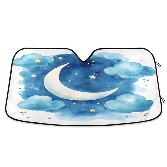 ALAZA Moon Watercolor Windshield Sun Shade Car Foldable Sun Visor Block UV Rays Protector 53"x23.5"