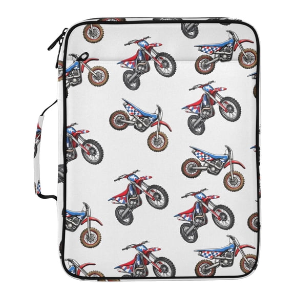 ALAZA Mountain Bikes Pattern Expanding Accordion File Folder 3 Ring Zipper Binder Organizer Portable Document Bag