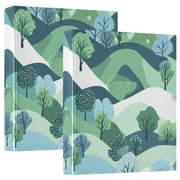 ALAZA Mountain Print Hardcover 3 Ring Binder 1.5" Round Rings Interior Pockets Binders Organizer 2 Pack