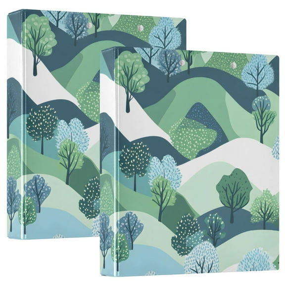 ALAZA Mountain Print Hardcover 3 Ring Binder 1.5" Round Rings Interior Pockets Binders Organizer 2 Pack