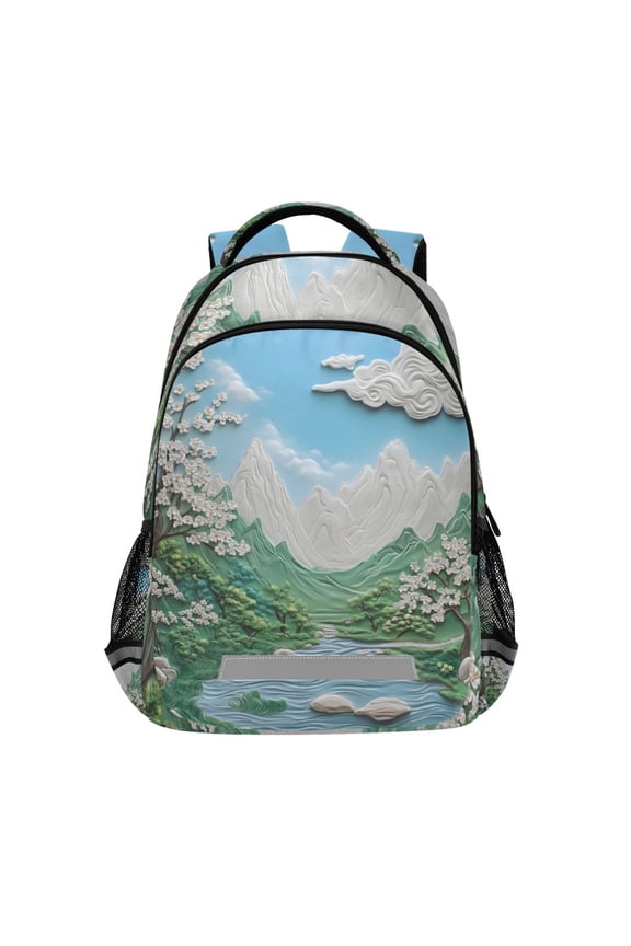Mountains Paint Backpack Elementary School Bag Bookbag Travel Rucksack