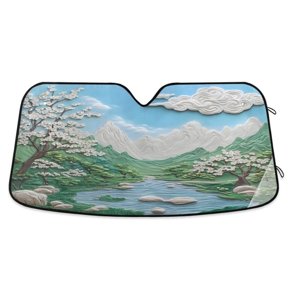 ALAZA Mountains Paint Windshield Sun Shade Car Foldable Sun Visor Block UV Rays Protector 57"x31.5"