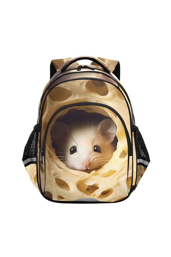 Mouse in Cheese School Backpack Elementary Bag Bookbag Travel Rucksack