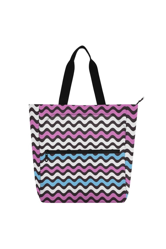 Multicolor Wavy School Book Bag Kids Tote Bags Handbag