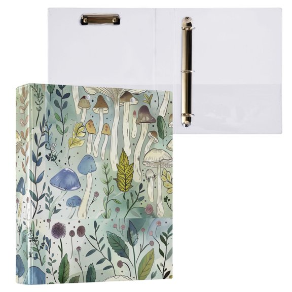 ALAZA Mushrooms Oil Paint Hardcover 3 Ring Binder 1.5" Round Rings Interior Pockets Binders Organizer 1 Pack
