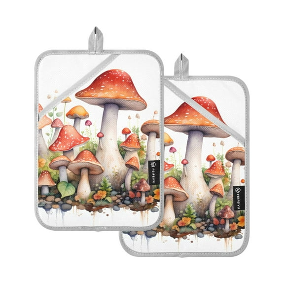 ALAZA Mushrooms Pot Holders Set of 2 Heat Resistant Kitchen Oven Mitts