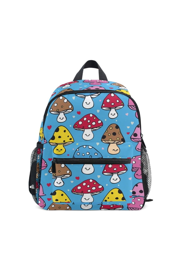 Mushrooms and Hearts School Backpack Small Bookbag Mini Bags