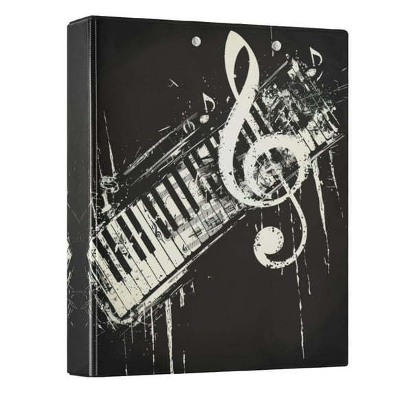 ALAZA Music Note Piano 3 Ring Binder 1.5 Inch Three Ring Office Binders w/ clipboard & 3 pockets, Hold 200 Sheets, 1 pc