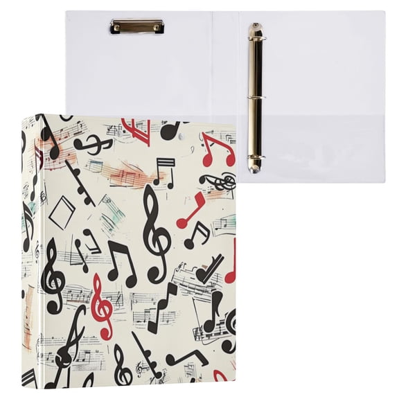 ALAZA Musical Note Hardcover 3 Ring Binder 1.5" Round Rings Interior Pockets Binders Organizer 1 Pack