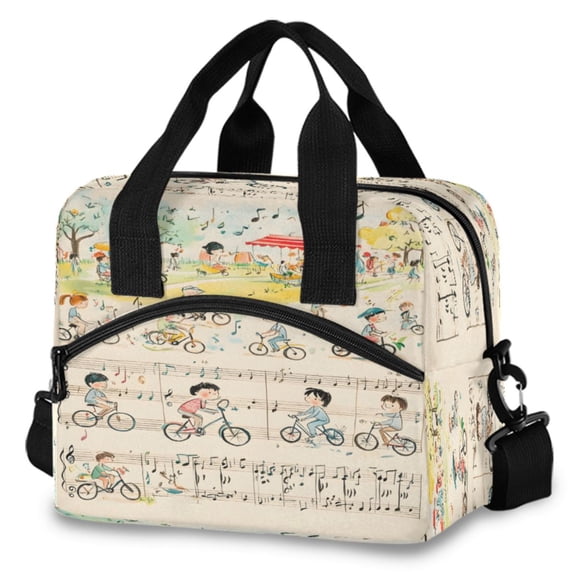 ALAZA Musical Note Insulated Lunch Box Large Reusable Cooler Bag with Shoulder Strap