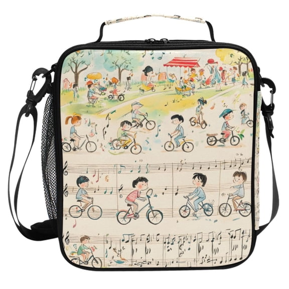 ALAZA Musical Note Lunch Box Insulated Cooler Lunch Bag with Shoulder Strap Meal Prep Tote