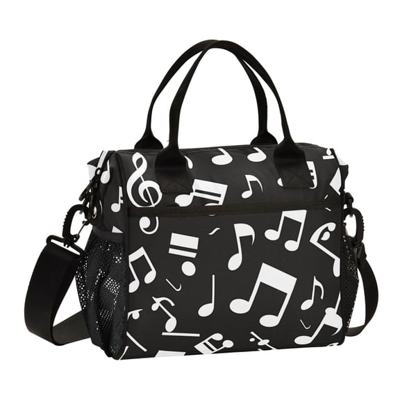 ALAZA Musical Note Pattern Insulated Lunch Bag Reusable Tote Box Adjustable Shoulder Strap for Work Picnic