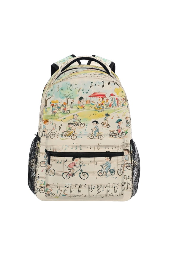 Musical Note Pattern School Backpack Elementary Stylish Bookbag Laptop Bags Travel Daypack