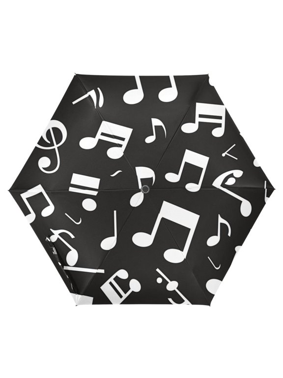 Musical Note Pattern UPF 50+ Compact Folding Umbrella for Rain Travel Umbrella Packable