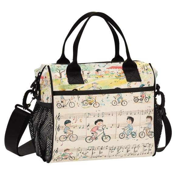 ALAZA Musical Note Print Cooler Lunch Bag Insulated Reusable Lunch Tote Large Leakproof Thermal Lunch Box for Work School Picnic Travel Small