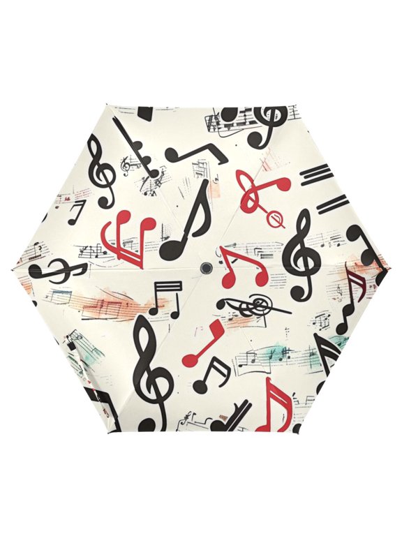 Musical Note UPF 50+ Compact Folding Umbrella for Rain Travel Umbrella Packable