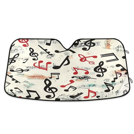 ALAZA Musical Note Windshield Sun Shade Car Foldable Sun Visor Block UV Rays Protector 55"x27.6"