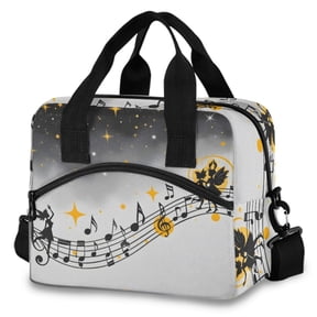 ALAZA Musical Notes Stars Insulated Lunch Box Large Reusable Cooler Bag with Shoulder Strap