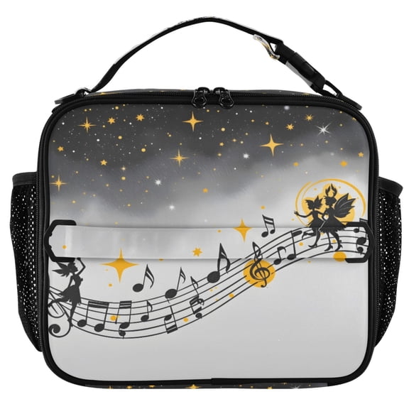ALAZA Musical Notes Stars Insulated Lunch Box Lunch Bag Cooler Tote with Shoulder Strap