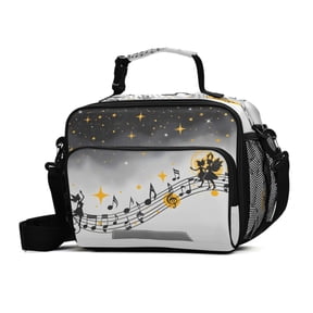 ALAZA Musical Notes Stars Lunch Box Insulated Cooler Bag Reusable Tote Bags with Shoulder Strap