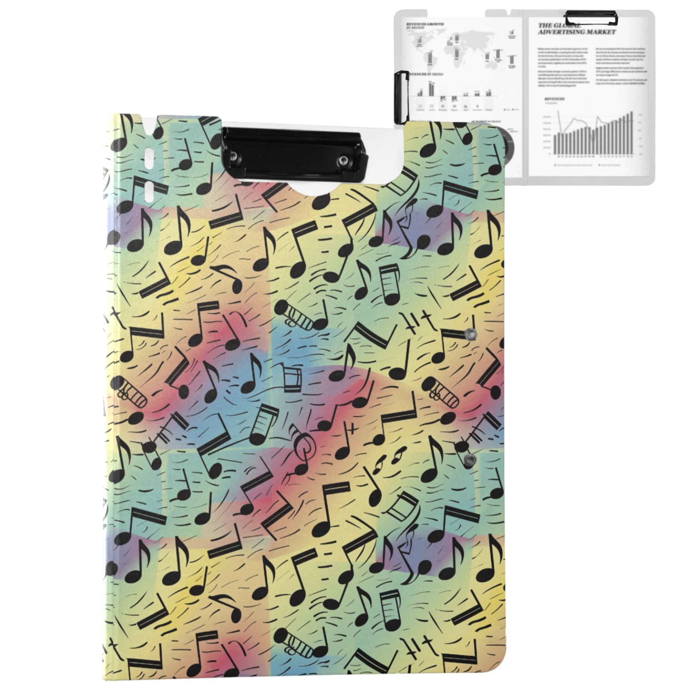 ALAZA Musical Notes in Rainbow A4 Foldable Clipboard 360 Degree Folder ...