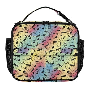 ALAZA Musical Notes in Rainbow Lunch Box Insulated Lunch Bag Cooler Tote with Shoulder Strap