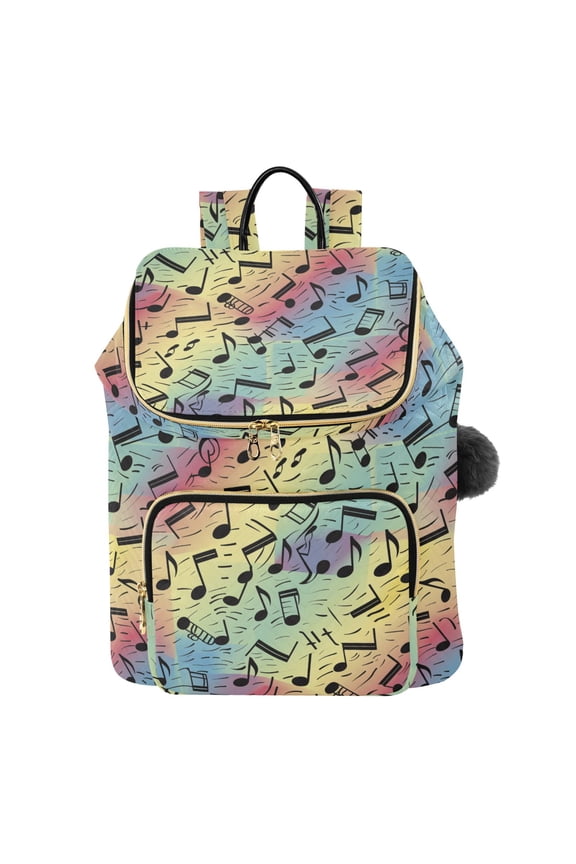 Musical Notes in Rainbow Travel Backpack Laptop Bag Large Capacity Daypack