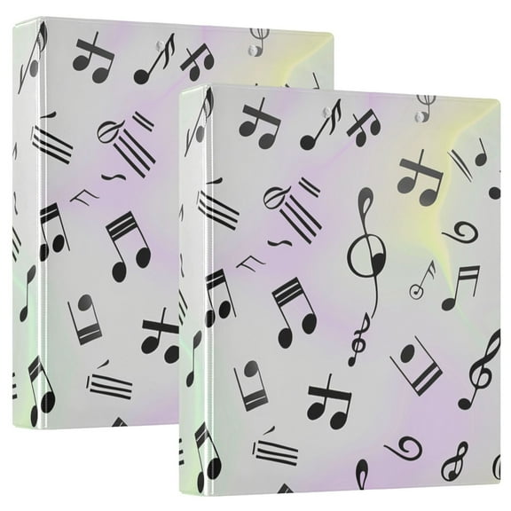 ALAZA Musical Notes in Tie Dye Hardcover 3 Ring Binder 1.5" Round Rings Interior Pockets Binders Organizer 2 Pack