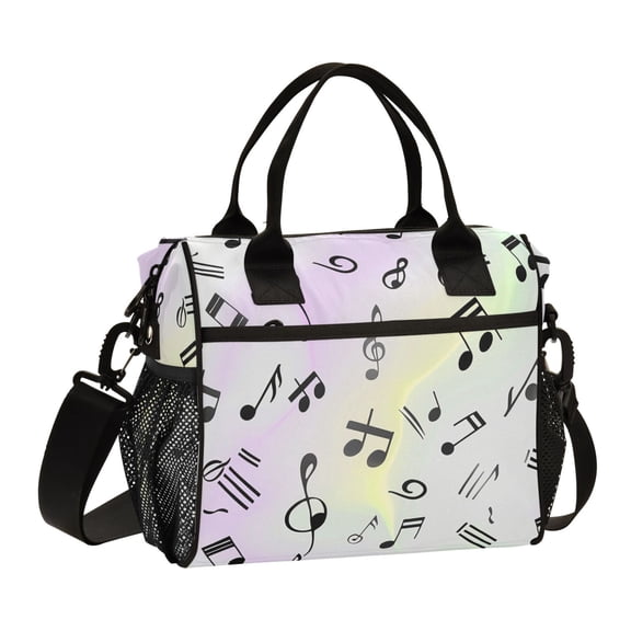 ALAZA Musical Notes in Tie Dye Insulated Lunch Bag Reusable Tote Box Adjustable Shoulder Strap for Work Picnic