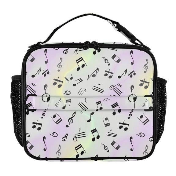 ALAZA Musical Notes in Tie Dye Lunch Box Insulated Lunch Bag Cooler Tote with Shoulder Strap