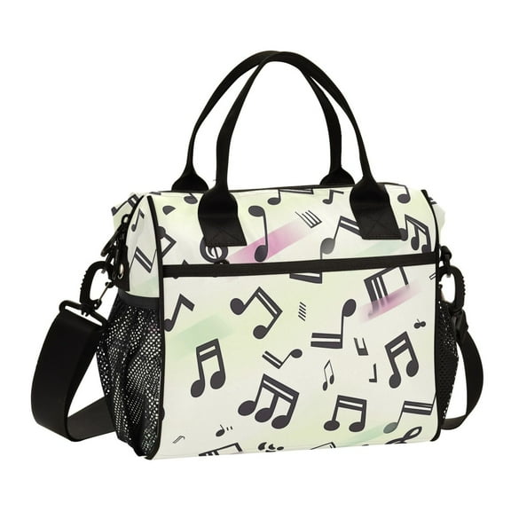 ALAZA Musical Notes with Rainbow Insulated Lunch Bag Reusable Tote Box Adjustable Shoulder Strap for Work Picnic