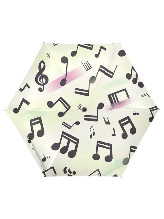 Musical Notes with Rainbow UPF 50+ Compact Folding Umbrella for Rain Travel Umbrella Packable