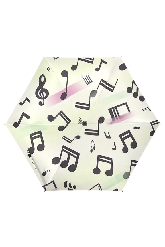 Musical Notes with Rainbow UPF 50+ Compact Folding Umbrella for Rain Travel Umbrella Packable